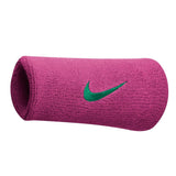 Nike Pink and Dark Green Swoosh Double Width Sweat Bands - Madisons and Co