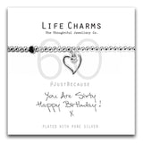 Life Charms YOU ARE 60 HAPPY BIRTHDAY HEART BRACELET