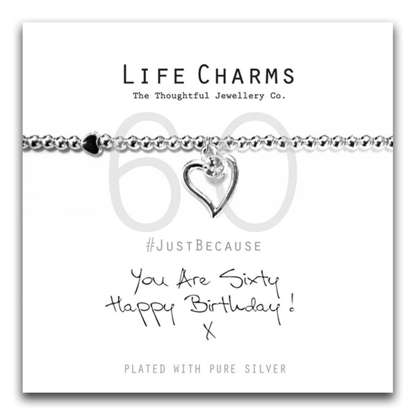 Life Charms YOU ARE 60 HAPPY BIRTHDAY HEART BRACELET