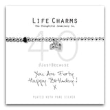 Life Charms YOU ARE 40 HAPPY BIRTHDAY HEART BRACELET