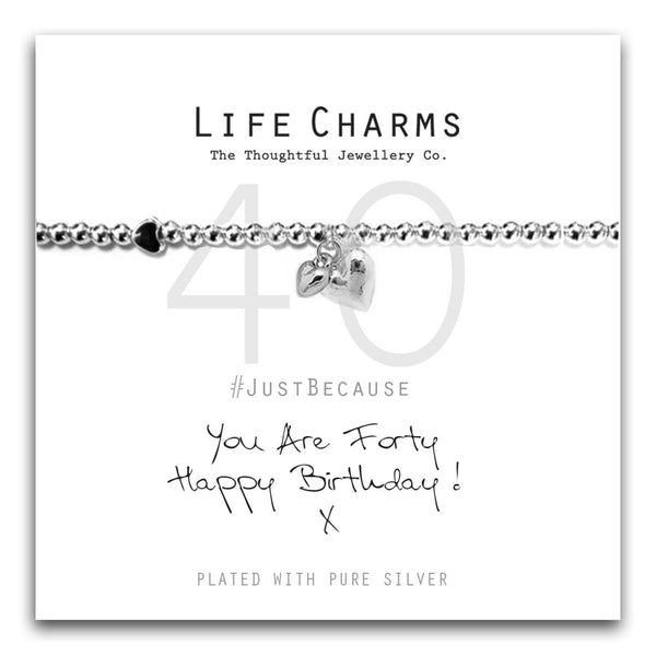 Life Charms YOU ARE 40 HAPPY BIRTHDAY HEART BRACELET