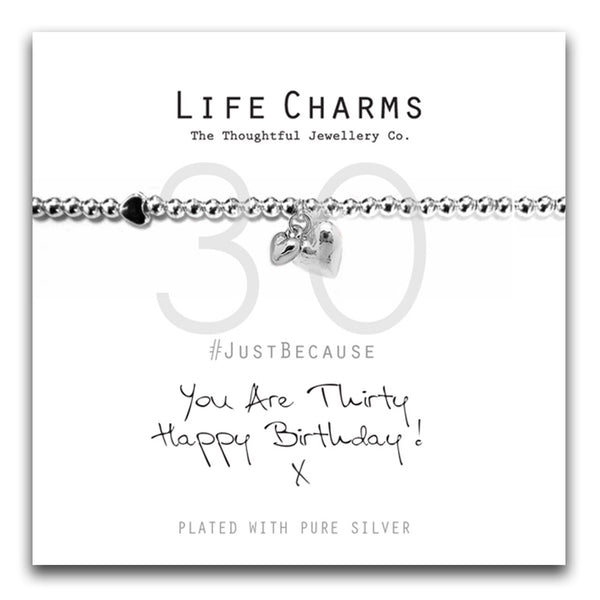 Life Charms YOU ARE 30 HAPPY BIRTHDAY HEART BRACELET