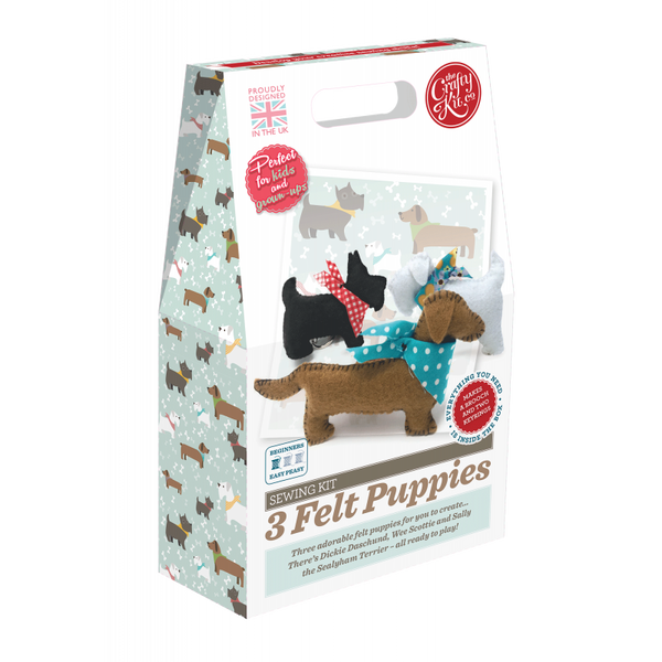 The Crafty Kit Company 3 Felt Puppies Sewing Kit - Madisons and Co