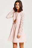 Girls On Film Dusty Pink Lace Sleeve Dress - Madisons and Co