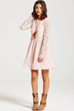 Girls On Film Dusty Pink Lace Sleeve Dress - Madisons and Co