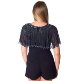 Lace & Beads Julie Navy Cape Playsuit - Madisons and Co