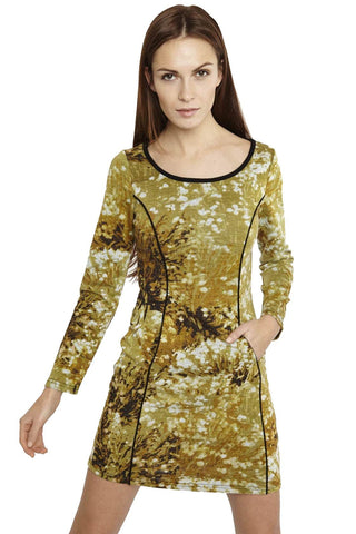 Lavand Green Autumn Leaves Dress - Madisons and Co