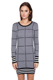 Lavand Large Check Monochrome Knitted Dress - Madisons and Co