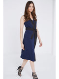 Lavish Alice Navy & Black Sash Tie Midi Dress - Madisons and Co