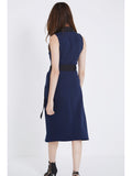 Lavish Alice Navy & Black Sash Tie Midi Dress - Madisons and Co