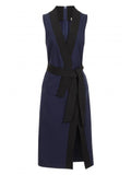 Lavish Alice Navy & Black Sash Tie Midi Dress - Madisons and Co