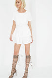 Lavish Alice White Sash Belt Cropped Playsuit - Madisons and Co