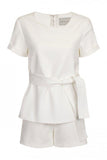 Lavish Alice White Sash Belt Cropped Playsuit - Madisons and Co