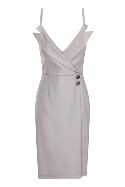 Paper Dolls Grey Wrap Over V Neck Dress - Madisons and Co