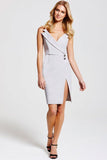 Paper Dolls Grey Wrap Over V Neck Dress - Madisons and Co