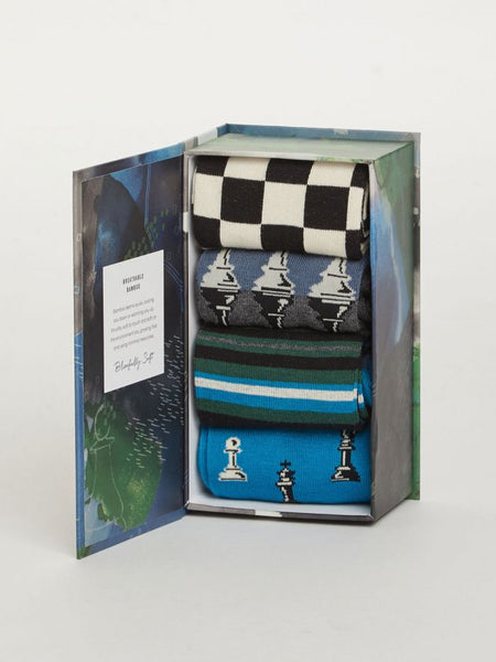 Thought Mens Pack of 4 Chess Set Boxed Socks - Madisons and Co