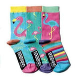 United Oddsocks Girls Flamingo 3 Odd Socks Set Size 12-5.5 UK - Madisons and Co