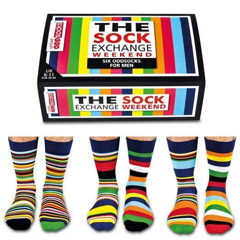 United Oddsocks Mens The Sock Exchange Weekend 6 Odd Socks Gift Set Size 6 - 11 UK - Madisons and Co