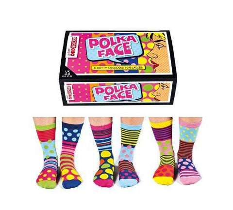 United Oddsocks Womens Polka Face Size 4 - 8 UK - Madisons and Co