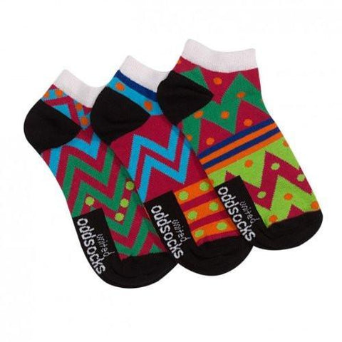 United Oddsocks Womens Trainer Liner 3 Odd Socks Set Size 4 - 8 UK - Madisons and Co